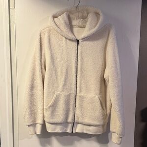 GAP White Sherpa Zippered Jacket size Large